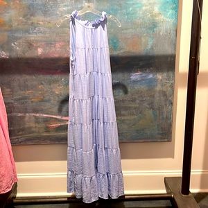 Impeccable Pig boutique blue flowy maxi dress. Pockets perfect maternity dress!